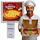 Pudełko na alkohol pizza żulietta 4SETY prezent dla faceta mężczyzny 18-99 stojak butelkowy, gadżet z nadrukiem na