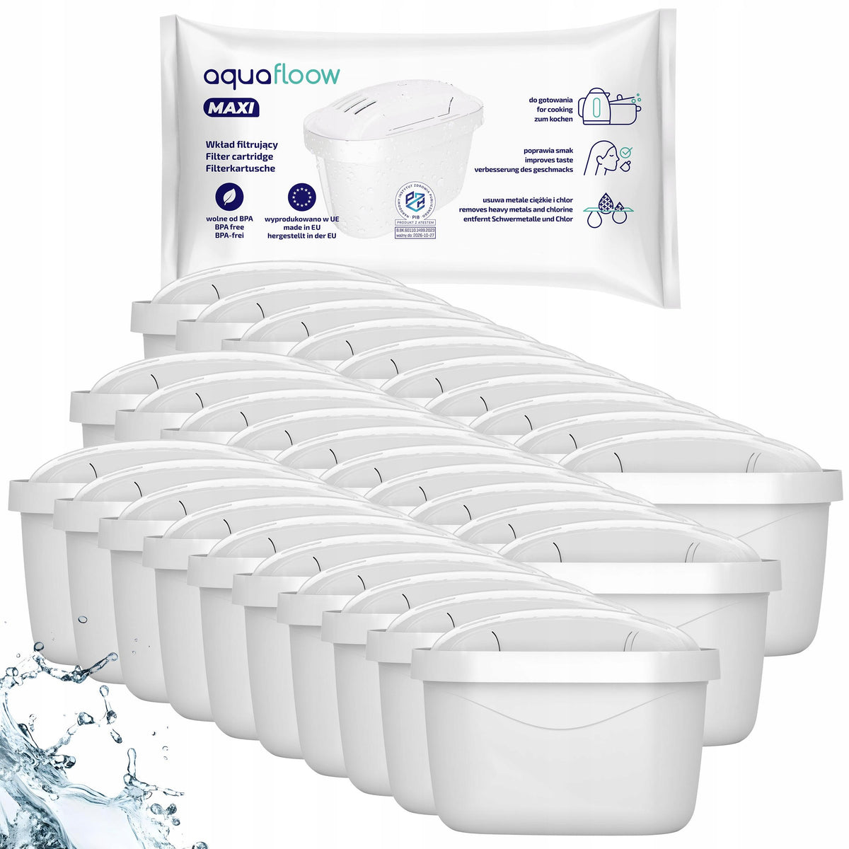 30x Filtr do dzbanek Brita Marella XL Elemaris Style - wkłady Aquafloow do dzbanka biały