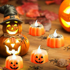 Świece LED Halloween Dynia 12 sztuk 45 x 45 mm Pomarańczowe Bezpłomieniowe lampki dekoracyjne, ozdoba stołu na