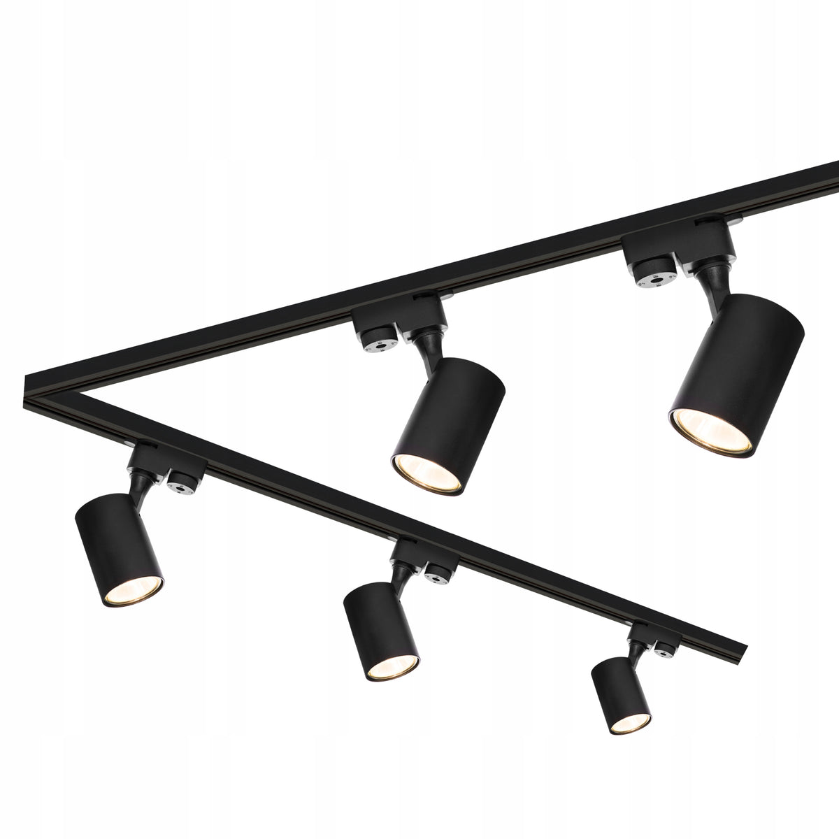 Szynoprzewód Szyna 3m + 5x Lampa GU10 LED Oświetlenie szynowe Zestaw czarny system sufitowy, oprawy punktowe do wnętrz