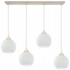 Lampa wisząca sufitowa żyrandol kaszmirowy BEŻ glamour kule nad stół wyspę 4-punktowa, gwint E27, metalowa, 100 cm, do