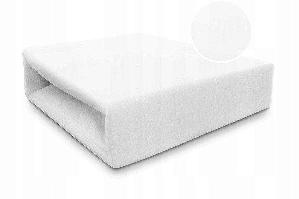 Prześcieradło jersey 90x200cm z gumką Biały elastyczne okrycie łóżka, na materac o grubości do 20 cm