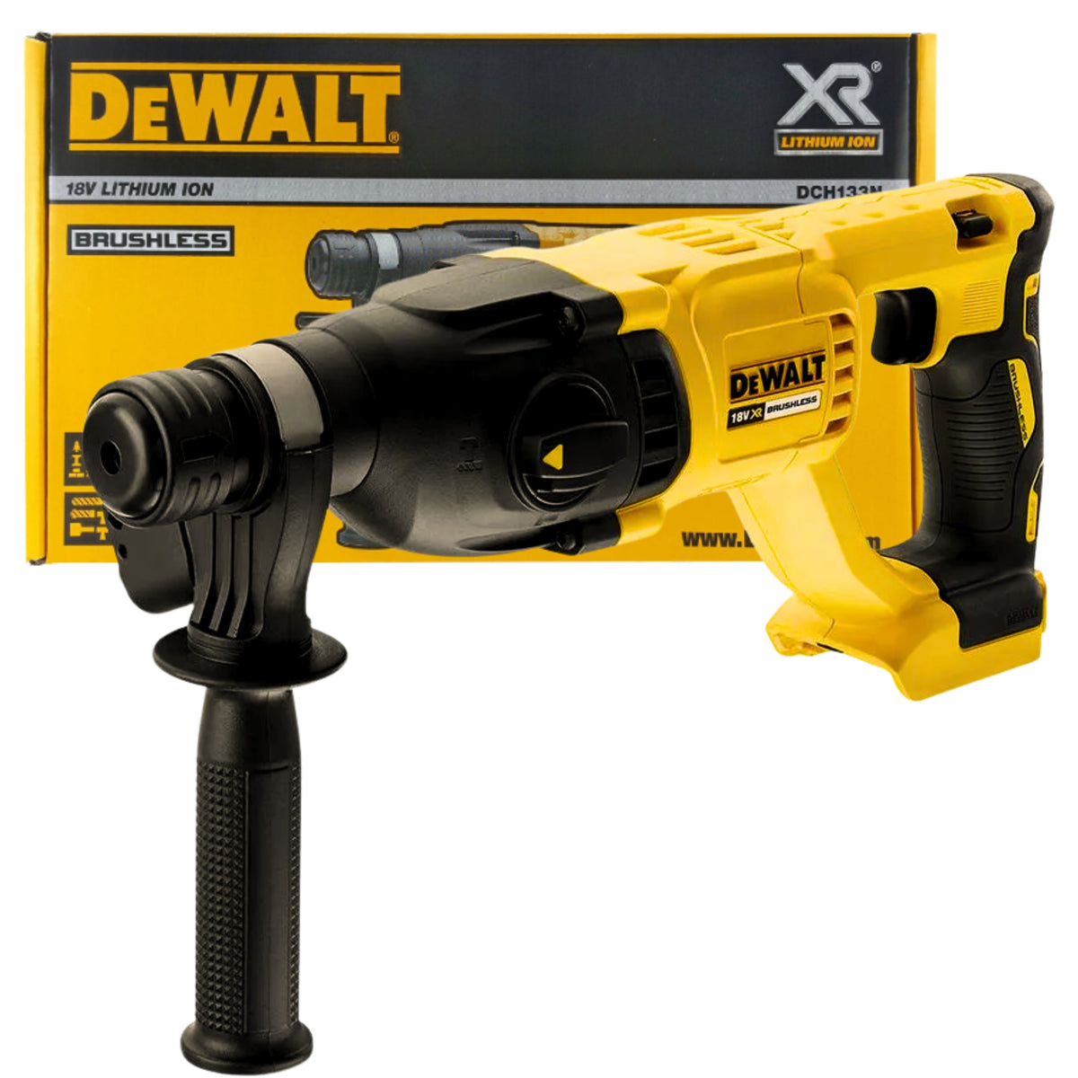MŁOTOWIERTARKA PRO BEZSZCZOTKOWA AKUMULATOROWA 18V SDS+ BODY DEWALT DCH133N młot udarowy do betonu, wiercenie do 26 mm