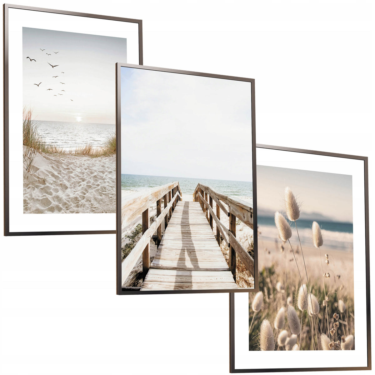 30x40 zestaw obrazy w ramie plakaty ramka pampas trawa plaża natura boho dekoracja ścienna, motywy roślinne, druk