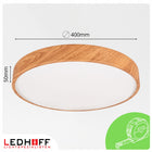 Plafon natynkowy LED 40cm Okrągła lampa sufitowa drewno 40W 4000K do pokoju oprawa wnętrz, zintegrowane źródło