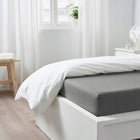 Ikea dvala Prześcieradło z gumką szary 90x200 cm bawełniane na łóżko pojedyncze, elastyczne obszycie, do materaca