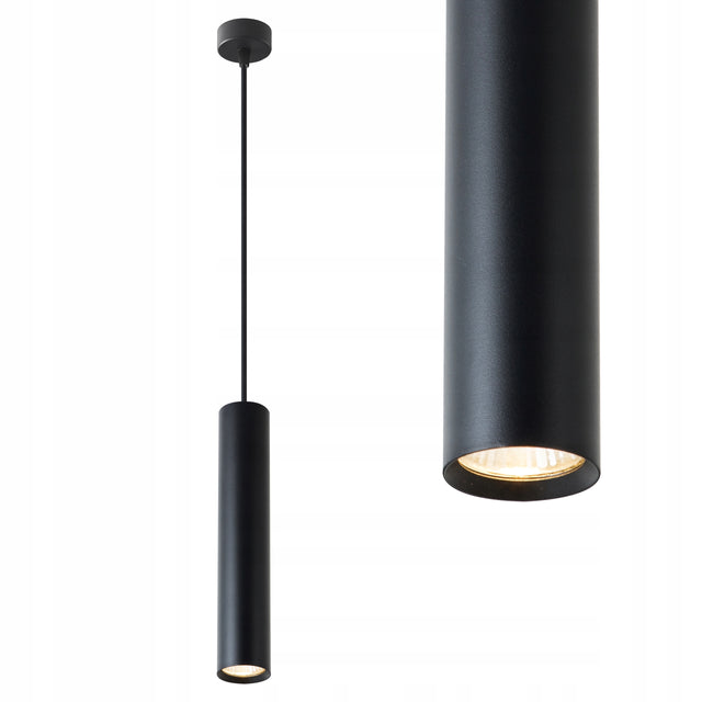 Lampa sufitowa wisząca żyrandol LED GU10 oprawa okrągła czarna zwis aluminiowy do salonu, pojedynczy punkt świetlny, maks. 35 w, wysokość 131 cm