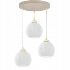 Lampa wisząca sufitowa żyrandol kaszmirowy glamour kule do kuchni salonu oprawa 3-punktowa metalowa beżowa E27 klosze