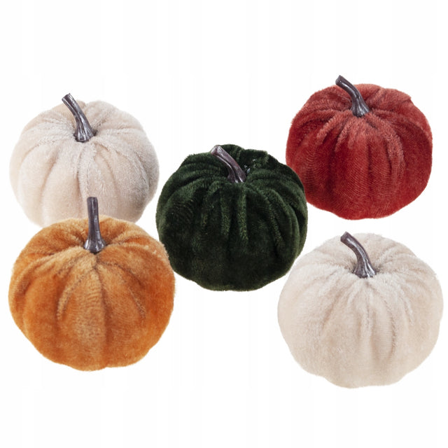 Sztuczne dynie 5szt ozdoby jesienne halloween dynia welurowe dekoracja M mini owoce do stroików i kompozycji florystycznych, 7,5 cm
