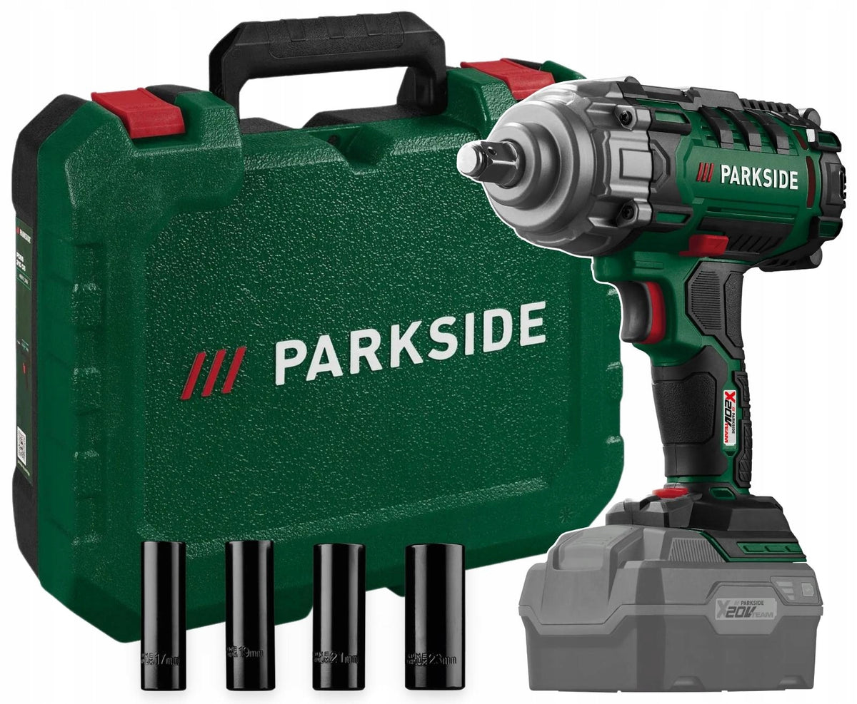 Akumulatorowy Klucz udarowy PARKSIDE PASSK 20-Li 20V 400Nm +Walizka Nasadki do wymiany kół, odkręcania śrub i nakrętek