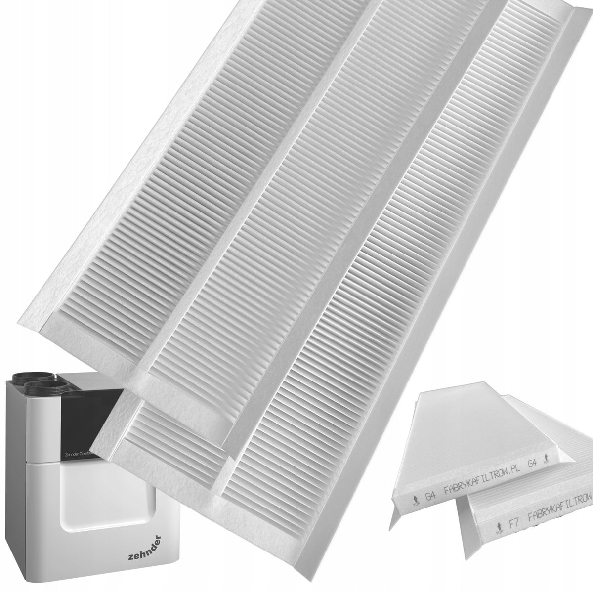2 x komplet Filtry Zehnder F7 G4 Q350/Q450/Q600 do rekuperatora, centrali wentylacyjnej, wentylacji mechanicznej