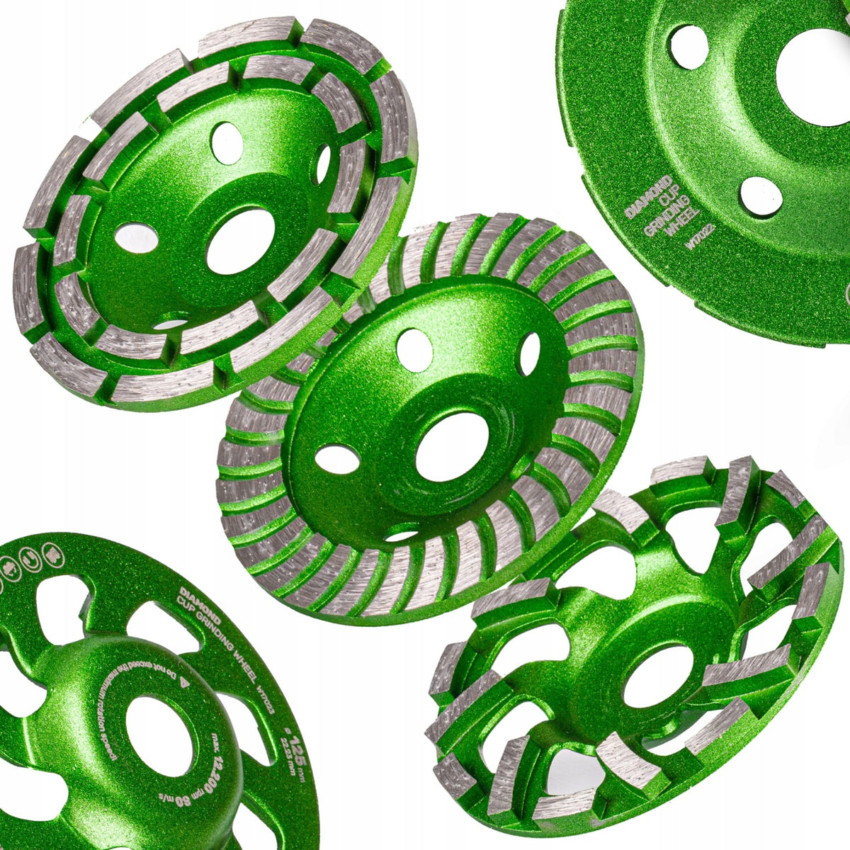 Diamentowe tarcze garnkowe X3 zestaw 125mm do szlifowania betonu segmentowe cegła, ceramika, kamień, gazobeton, otwór