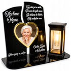 Znicz solarny ze Zdjęciem LED personalizowany dla Mamy Taty Babci dziadka lampion nagrobny na cmentarz, pamiątka