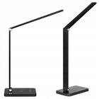 LAMPKA NA BIURKO BIURKOWA NOCNA LED z ładowarką indukcyjną DOTYKOWA wyp2 ściemniana, akumulatorowa, czarna, 37 cm, do
