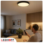 Lampa sufitowa Plafon LED ściemniana 50cm okrągły Czarny pilot panel duży zmienna barwa światła, zintegrowane źródło