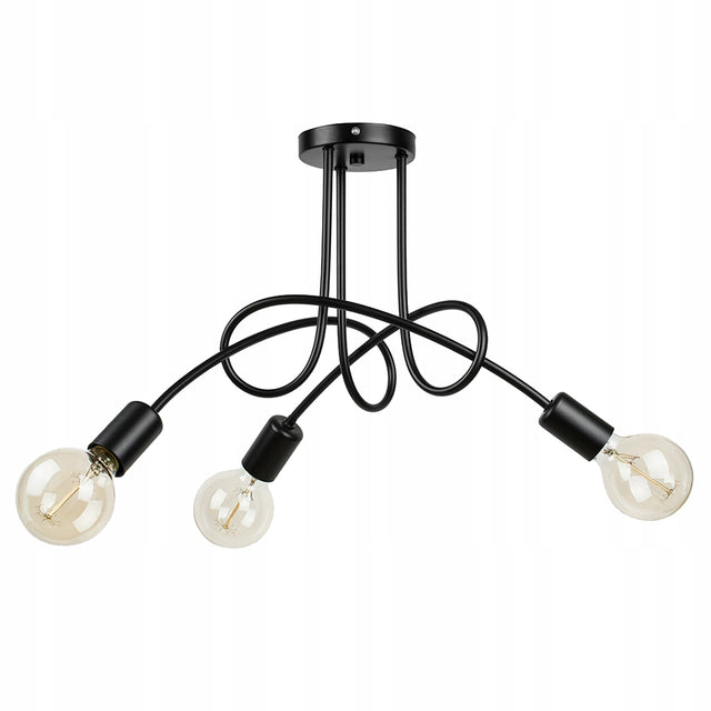 Sufitowa lampa wisząca nowoczesna loft edison żyrandol metalowy czarny 3-punktowy oprawa E27 do salonu i jadalni