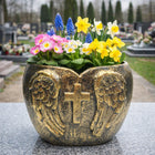Donica cmentarna serce anioł skrzydła krzyż dekoracja grób doniczka pojemnik na kwiaty nagrobne na cmentarz 16 cm