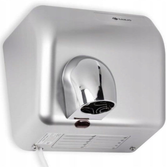 Automatyczna Suszarka do rąk Sanjo 2500 w Silver elektryczna dmuchawa łazienkowa, osuszacz dłoni, fotokomórka, suszenie 15 s, 20 m/s