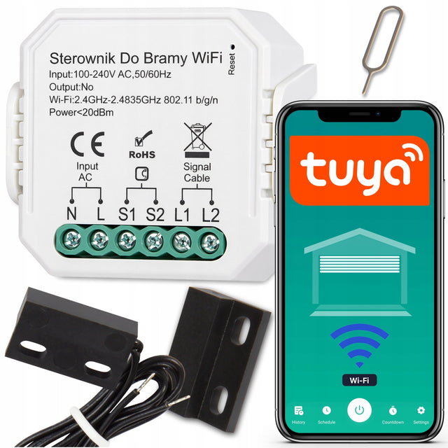 Sterownik do bramy garażowej wjazdowej przekaźnik wifi tuya z czujnikiem moduł automatyki, zdalne sterowanie, zasilanie sieciowe