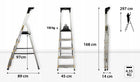 Drabina aluminiowa domowa PRO jednostronna 5 stopniowa z półką 150 kg podest 97 cm, wysokość robocza 2,97 m, do prac
