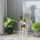 Kwietnik metalowy na kwiaty doniczki półki wysoki loft industrialny craft stojak na rośliny 3 donice 67 cm beżowo-biały