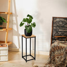 Kwietnik stojący podłogowy metal stojak na kwiaty doniczki półka loft craft ekspozytor roślin, 63 cm, czarno-beżowy, do