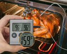 Termometr kuchenny do piekarnika wędzarni grilla mięsa minutnik z sondą LCD miernik temperatury potraw, cyfrowy do