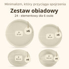 SERWIS OBIADOWY KOMPLET ZESTAW 6osób. / 24 el. BEŻ VICTO POŁYSK KONSIMO zastawa stołowa, talerze deserowe i głębokie