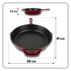 Patelnia żeliwna emaliowana 26 cm duża indukcja piekarnik GAZ wiśniowa do smażenia, na kuchenkę ceramiczną i