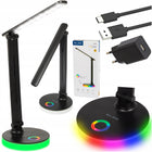 LAMPKA NA BIURKO BIURKOWA LED DO CZYTANIA SZKOLNA DOTYK REGULOWANA RGB USB lampa stołowa ściemniana czarna 35 cm 9 W