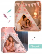 Tipi namiot wigwam dla dzieci teepee Girlanda Poduszki Stabilizator Nukido domek do zabawy, różowa kryjówka, mata