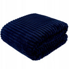 Koc polarowy Gruby Polar fala 220x240 granat pled z poliestru, okrycie na łóżko i kanapę, certyfikat oeko-tex Standard