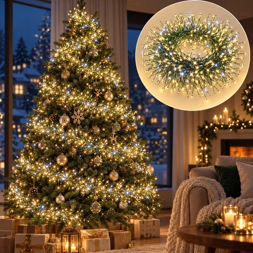 Girlanda Choinkowa Lampki Choinkowe 90 m 2400 LED Ciepły Biały Zimny flash łańcuch świetlny do domu i ogrodu, zasilanie