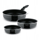 Zestaw 3x patelnia głęboka indukcja Gaz Konighoffer Spinel Black 20/24/28cm do smażenia, na kuchnię ceramiczną i