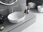 Umywalka nablatowa owalna 48x35 Mexen Viki ceramiczna biała misa łazienkowa bez otworu na baterię
