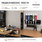 Wieszak uchwyt warsztatowy na silikony kleje tuby i pistolet metalowy organizer ścienny do garażu, 40 cm, listwa do