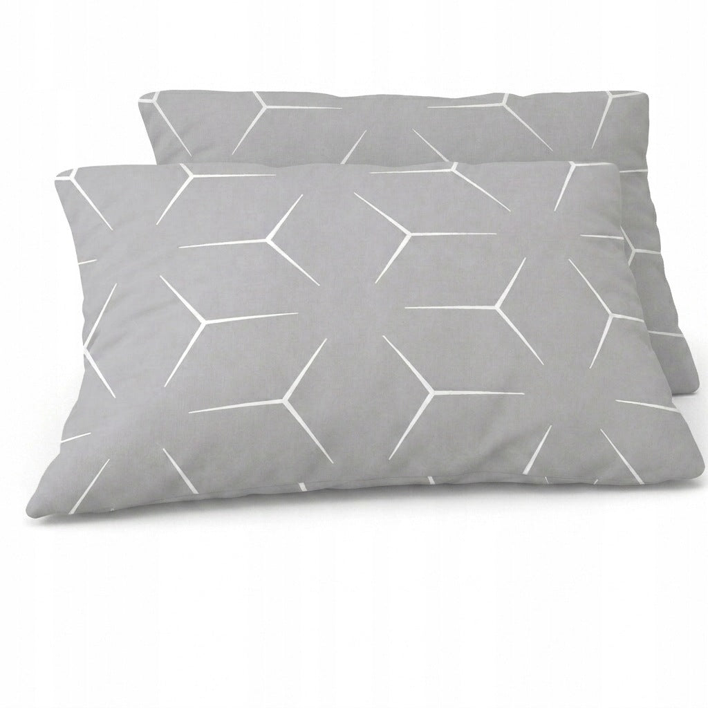 Poszewka na poduszkę 40x60cm BAWEŁNA 100% CERTYFIKAT - Milano Szare 2x dekoracyjna geometryczny wzór zamek błyskawiczny