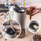 Kawiarka Klausberg KB-7997 12 espresso Moka Indukcja Gaz Stal Premium zaparzacz do kawy, 600 ml, beżowy