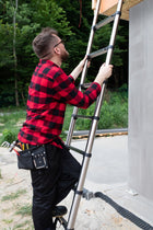 Drabina teleskopowa 13 stopni przystawna składana antypoślizgowa 3,8 m do prac na wysokości, stalowa, wysokość robocza