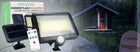 Lampa solarna LED czujnik ruchu zmierzchu osobny panel solarny kabel 5m naświetlacz zewnętrzny IP65 1000 lm 10 w 4500 K