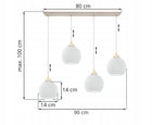 Lampa wisząca sufitowa żyrandol kaszmirowy BEŻ glamour kule nad stół wyspę 4-punktowa, gwint E27, metalowa, 100 cm, do