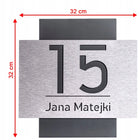 Nowoczesna tabliczka adresowa z numerem domu aluminium 32x32cm numer na DOM oznaczenie posesji, szyld wejściowy, czarna