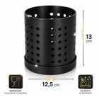 Ociekacz na sztućce metalowy czarny organizer pojemnik stojak 12,5x13 CM suszak do widelców i noży, na blat kuchenny