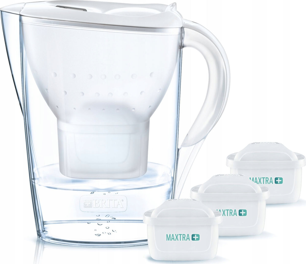 Dzbanek filtrujący brita marella 2,4l filtr 3 oryginalne wkłady do oczyszczanie wody pitnej, pojemność przefiltrowanej