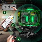 Poziomica Laserowa 4D 16 linii Zielona Laser 360° 2x Baterie Statyw Pilot Niwelator samopoziomujący do remontu i prac