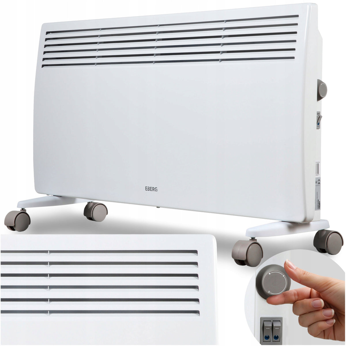 Grzejnik elektryczny energooszczędny konwektorowy VECTO 2000W 2kW+TERMOSTAT 830 mm 468 mm grzewcza biały