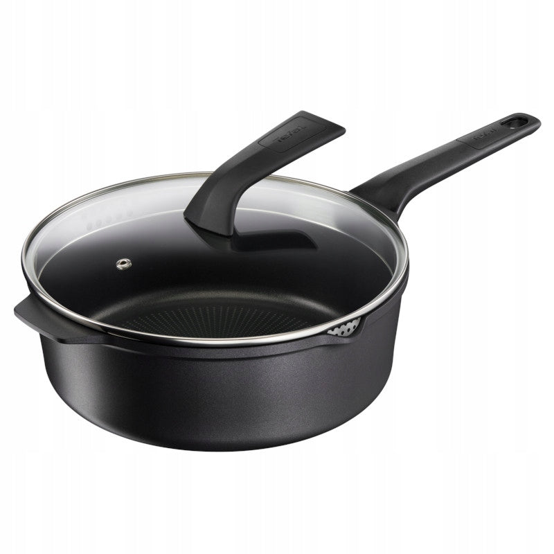 Patelnia Garnek do bigosu TEFAL 26 cm Pokrywka Indukcja garnek tradycyjny 1 l czarny aluminiowe