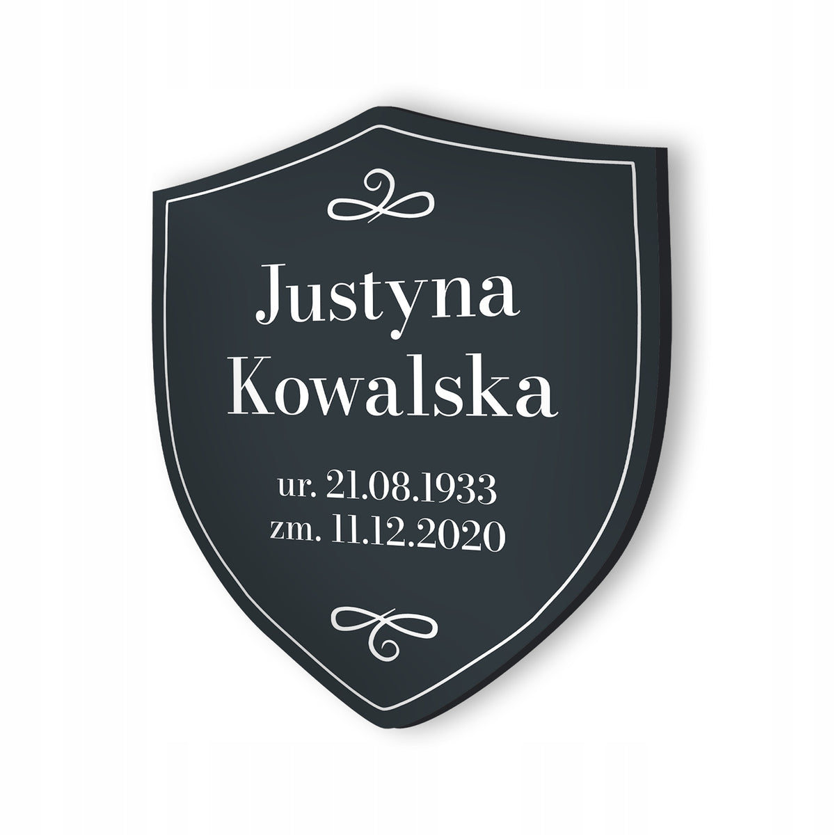 Tabliczka nagrobkowa nagrobna grób krzyż aluminium płyta pamiątkowa na cmentarz metalowa 19,5 x 23 cm