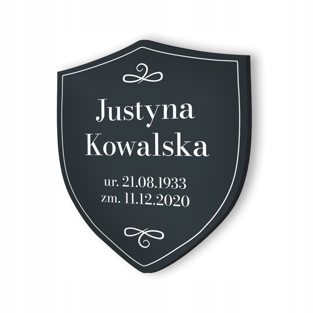 Tabliczka nagrobkowa nagrobna grób krzyż aluminium płyta pamiątkowa na cmentarz metalowa 19,5 x 23 cm