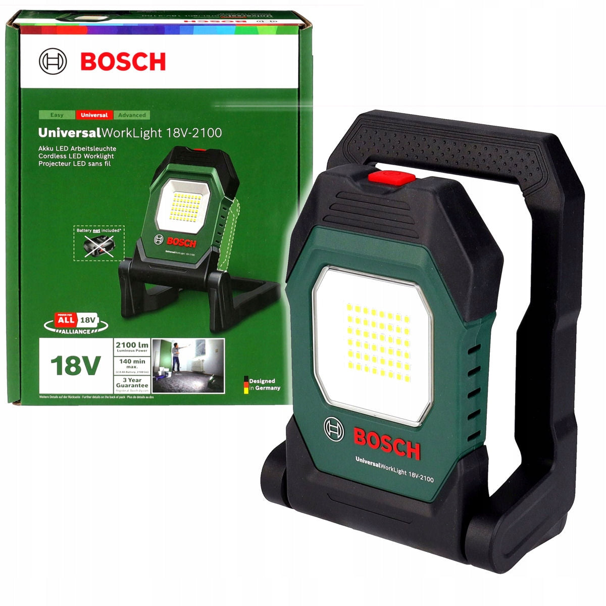 LAMPA AKUMULATOROWA LATARKA 2100 LUMENÓW UNIVERSALWORKLIGHT 18V-2100 BOSCH oświetlenie robocze, reflektor warsztatowy